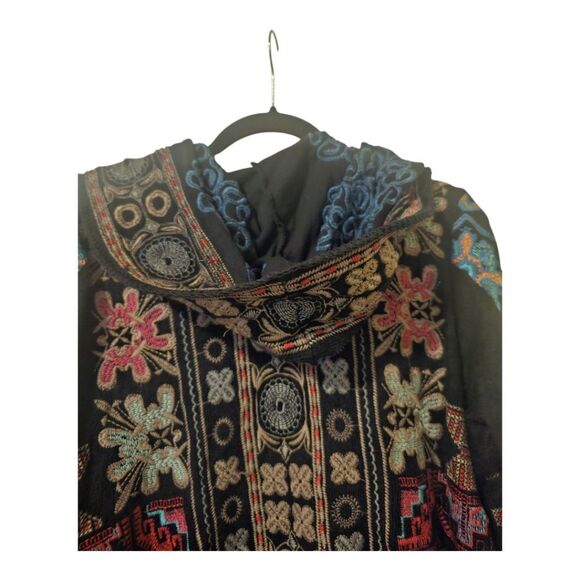SOLD!! BIYA JOHNNY WAS Tulum Embroidered Hooded Duster Cardigan - Size XL - Picture 5 of 9